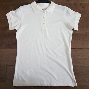 Allison White Short Sleeve Collar Top, Size S